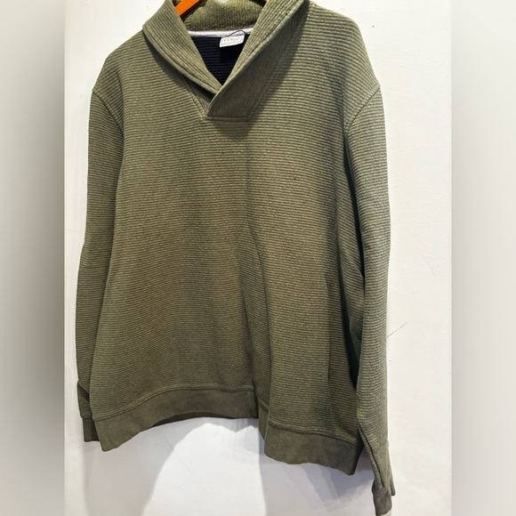 L.L. Bean Men's Forest Green Zip-Up Sweater quilted textured winter - Picture 12 of 13